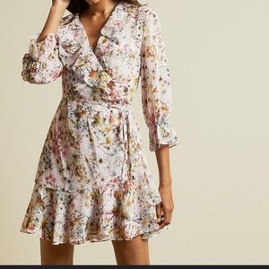 Ted Baker Floral Ruffle Mini Wrap Dress